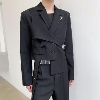 Cross-strap Asymmetrical Cropped Blazer