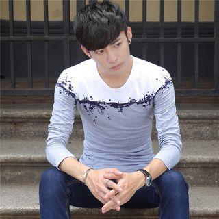 Splattered Colour Block Long-sleeve T-shirt