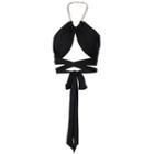 Halter Cutout Top Black - One Size