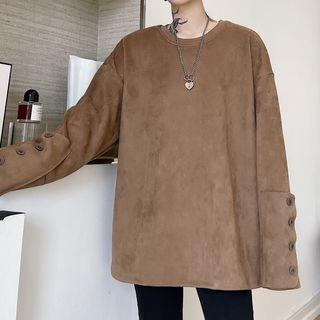 Long-sleeve Faux-suede Sweatshirt