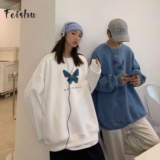 Couple Matching Long-sleeve Butterfly Print Sweatshirt