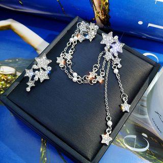 Non-matching Rhinestone Star Earring Silver - One Size
