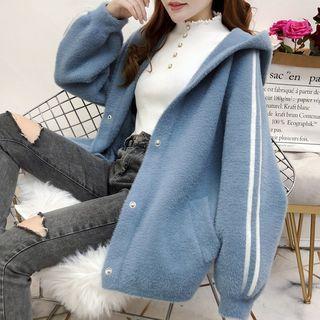 Hooded Lantern-sleeve Button Jacket