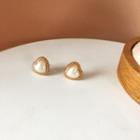 Heart Stud Earring 1 Pair - Heart Stud Earring - Gold - One Size