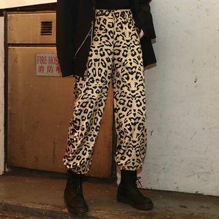 Leopard Print Straight-leg Pants