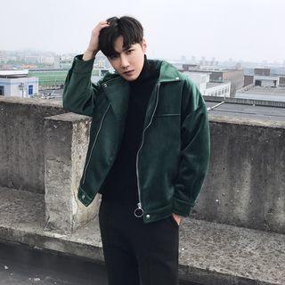Velvet Zip-up Biker Jacket