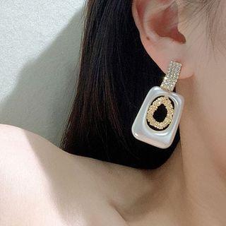 Rhinestone Drop Earring 1 Pair - Pearl White - One Size