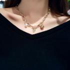 Rhinestone Pendant Chain Necklace Gold - One Size