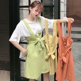 Plain Short-sleeve T-shirt / Plain Pinafore Dress