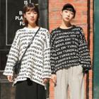 Long Sleeve Letter Print Boxy Knit Top
