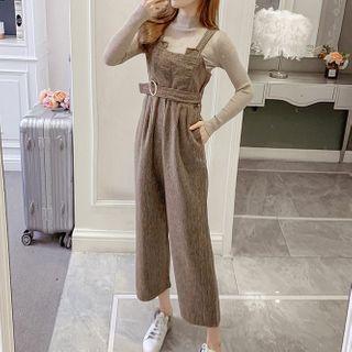 Wide Leg Jumper Pants / Mock-neck Knit Top / Set