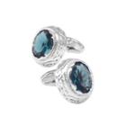 Fashion High-end Geometric Blue Cubic Zirconia Cufflinks Silver - One Size