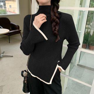 Bell-sleeve Slit Knit Top