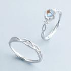 925 Sterling Silver Glass Bead / Double Helix Open Ring