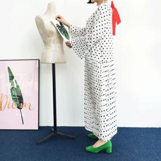 Tie-back Dotted Dress