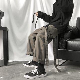 Strap Drawstring Wide-leg Pants
