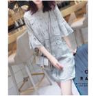 Elbow-sleeve Crochet Lace Shift Dress