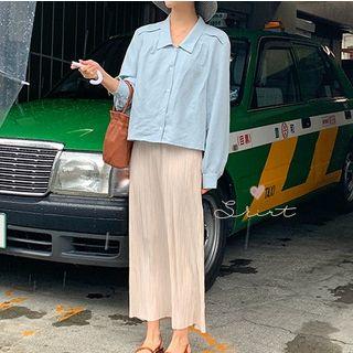 Plain Shirt / Elastic Waist Midi Skirt
