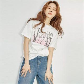 Tree Print Cotton T-shirt