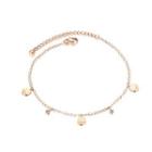 Simple Personality Plated Rose Gold Lucky Cat Cubic Zirconia 316l Stainless Steel Anklet Rose Gold - One Size