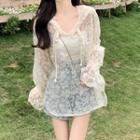 Long-sleeve Hooded Lace Top