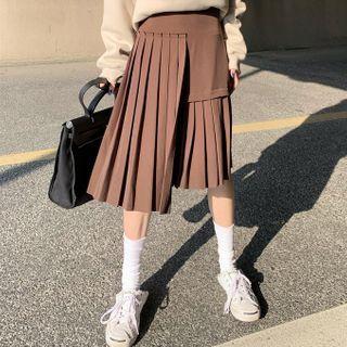 Asymmetrical Pleated Midi A-line Skirt