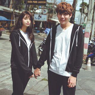 Couple Matching Set: Plain Zip Hoodie + Sweatpants