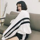 Stripe Trim Oversized Pullover