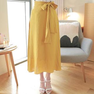 Tie-waist Flared Midi Skirt