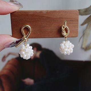 Pearl Ball Drop Earring 1 Pair - Gold - One Size