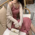 Plain Strappy Midi Dress / Light Jacket / Set