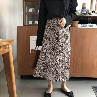 Leopard Midi Chiffon Skirt As Shown In Figure - One Size