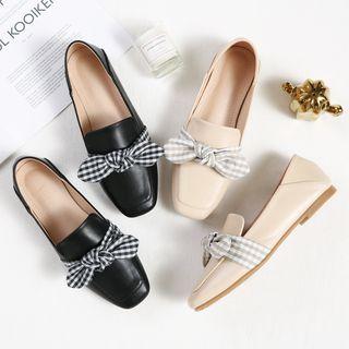 Bow Accent Plaid Loafers