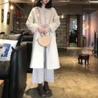 Plain Long Buttoned Coat Off-white - One Size