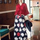 Bell-sleeve Blouse / Dotted Wide Leg Pants