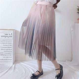 Gradient Mesh Midi A-line Skirt