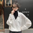 Long-sleeve Mock Two-piece Turtle-neck Shirt