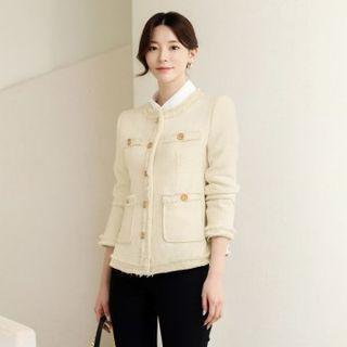 Round-neck Fringe-trim Blazer