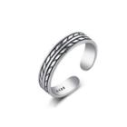 925 Sterling Silver Simple Fashion Leaf Shaped Adjustable Open Ring Silver - One Size