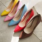 Pointy-toe Colored High-heel Pumps