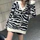 Zebra Pattern Sweater Black - One Size