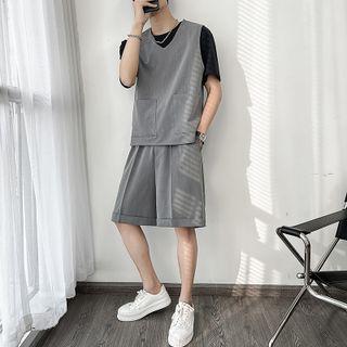 Set: Plain Vest + Wide Leg Shorts