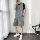 Set: Plain Vest + Wide Leg Shorts