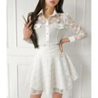 Lace-yoke Crepe Shirt
