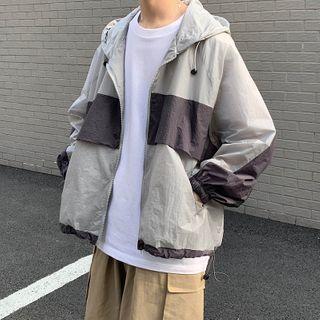 Color Block Zip-up Hooded Jacket