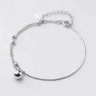 925 Sterling Silver Bead Layered Bracelet S925 Silver - As Shown In Figure - One Size