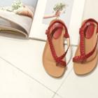Toe-loop Braided Strap Slide Sandals