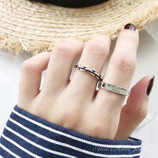 925 Sterling Silver Chain Ring Argyle - Black & Pink & Pink - One Size