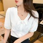 Short-sleeve Bow-front Blouse