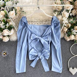 Lace-up Strap Bow Cutout Top